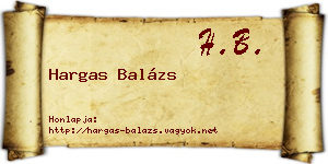 Hargas Balázs névjegykártya